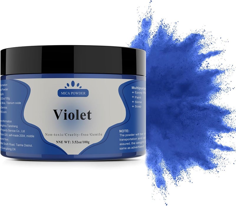 Yipoyilo Mica Powder - 100g Mica Powder for Epoxy Resin - Metallic Color Pigment for Resin, Soap, Bath Bombs, Eye Shadow, Nails, DIY Crafting Projects etc. (Violet) - Image 1